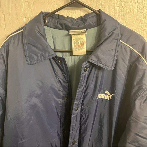 Puma‎ Button Down Windbreaker Navy Blue Jacket Large - Picture 8 of 8